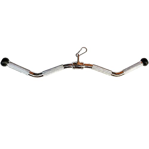 72cm Heavy Duty Stainless Steel Lat Pulldown Bar with Rubber Handles - Tricep & Bicep Attachment