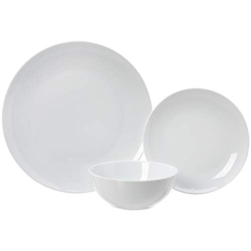 18-Piece White Porcelain Dinnerware Set for 6 - Microwave & Dishwasher Safe