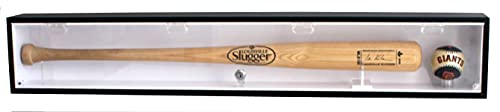 DisplayGifts Wall Mount Baseball Bat Display Case with UV Protection - Black Frame, White Interior, Lock, Horizontal or Vertical Hanger