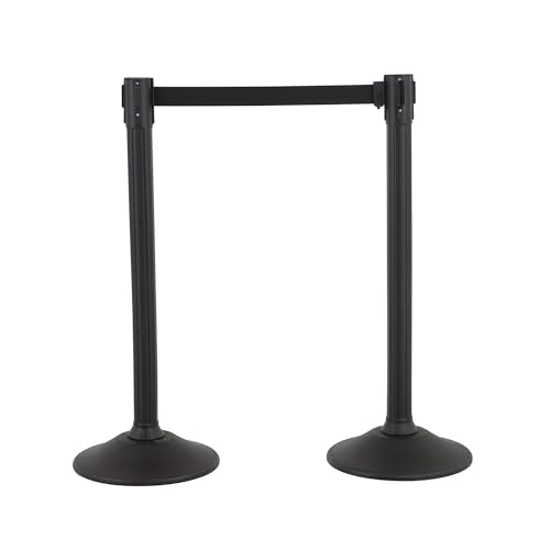 US Weight Sentry 6.5' Retractable Belt Stanchion Barrier 2-Pack, Black
