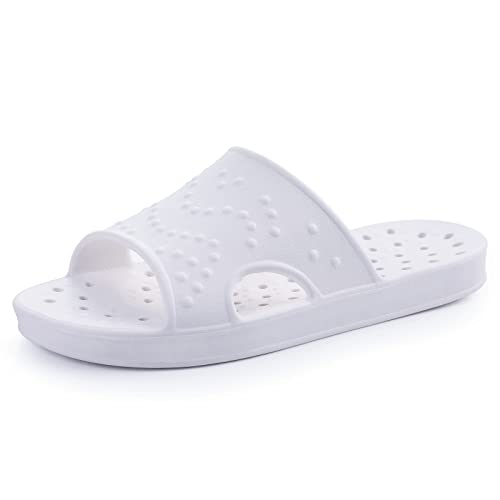 Shevalues Quick Drying Shower Shoes for Women Men with Arch Support - Size 11-12 Women / 9.5-10.5 Men, White