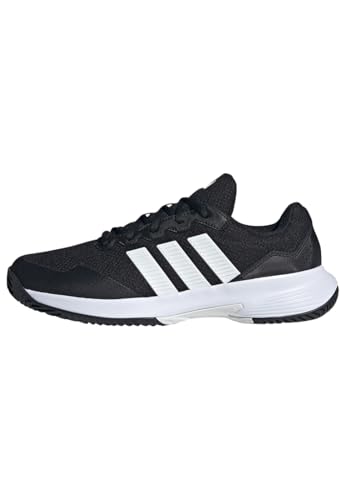 Adidas Mens Gamecourt 2.0 Tennis Sneakers - Black White Silver 9.5