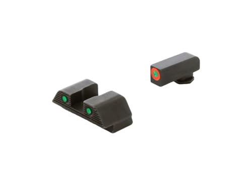 AmeriGlo Trooper Series Green Tritium Front & Rear Sight Set for 42,43,48 with Orange Outline