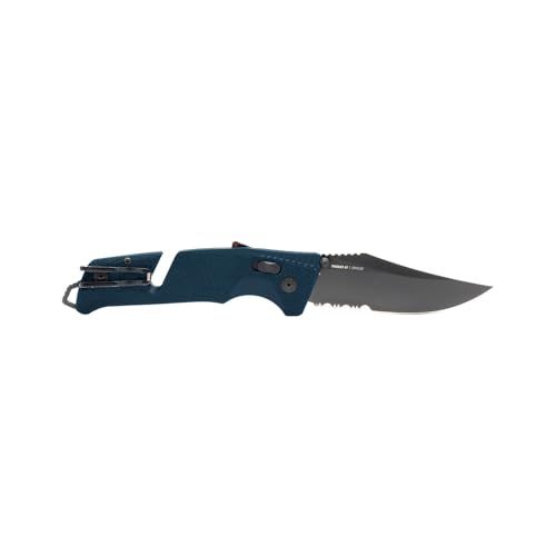 SOG Trident AT Ambidextrous Folding Knife - Blue, Partially Serrated, CRYO D2 Steel