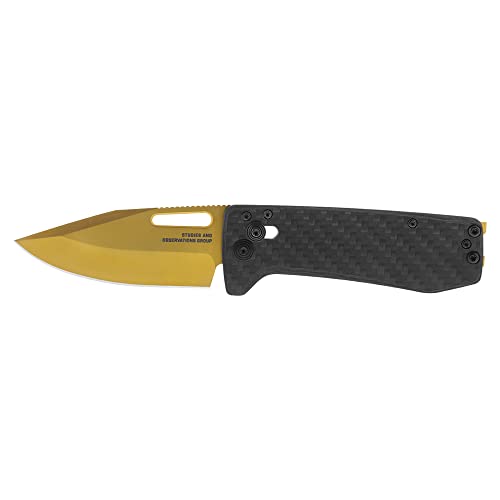 SOG Ultra XR Folding Knife Carbon & Gold - Slim Titanium Pocket & Money Clip - CPM S35VN Steel