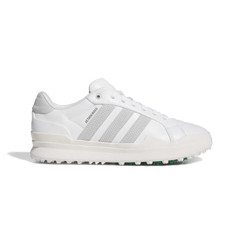 adidas Men's Retrocross Gripmore Golf Shoes 10 / Ftwr White/Dash Grey/Court Green - Spikeless, Full-Grain Leather
