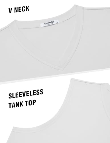 Men's Workout Tank Top V Neck Sleeveless Shirt - Large White - Quick Dry Activewear
