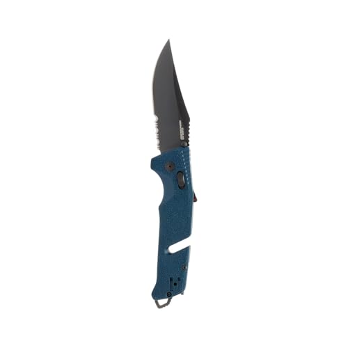 SOG Trident AT Ambidextrous Folding Knife - Blue, Partially Serrated, CRYO D2 Steel