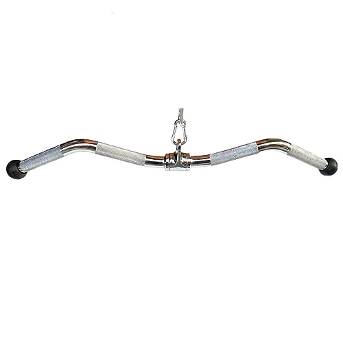 72cm Heavy Duty Stainless Steel Lat Pulldown Bar with Rubber Handles - Tricep & Bicep Attachment