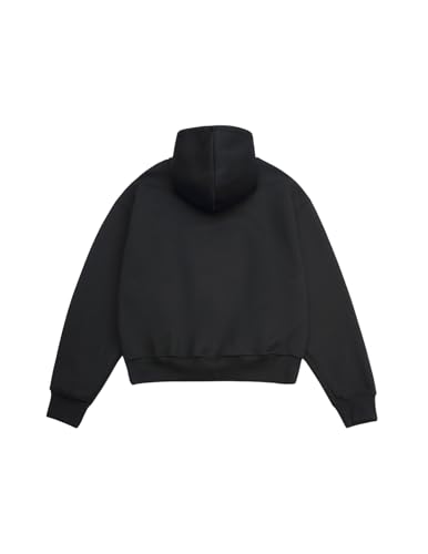 Unisex Black Medium Solid Boxy Pullover Hoodie for Women & Men - Oversized Y2K Casual Sweatshirt