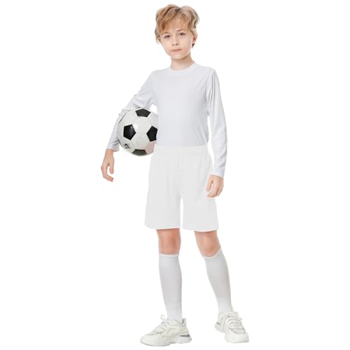 Youth Athletic Shorts for Boys and Girls Soccer Basketball - 6 Years White
