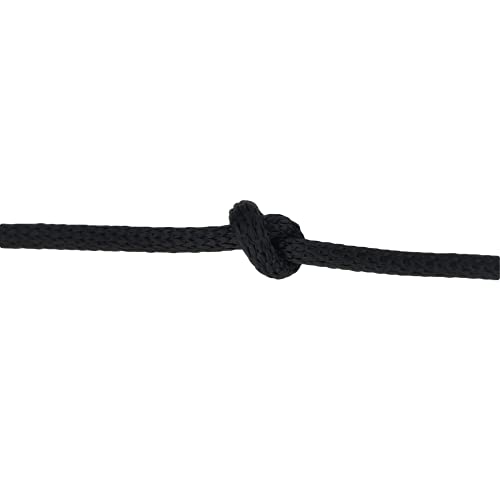 QNR 1/4" Black Polyester Rope, Solid Braid Dacron Utility Rope, 500 ft Spool, Low Stretch UV Resistant Industrial Cord