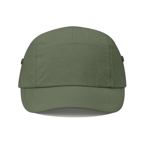 Short Brim 5 Panel Baseball Cap - Quick Dry Outdoor Sports Hat - Green, One Size