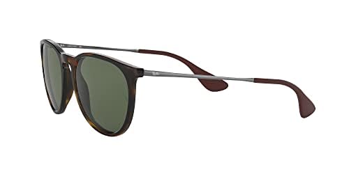 Ray-Ban RB4171 Erika Round Sunglasses for Women & Men, Light Havana/Dark Green, 54mm