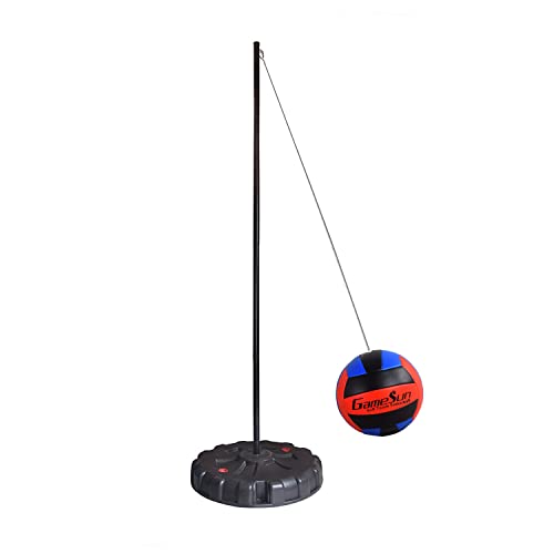 Tetherball Set with Soft Touch Ball, Rope, Carabiner - Red Blue Black Variations