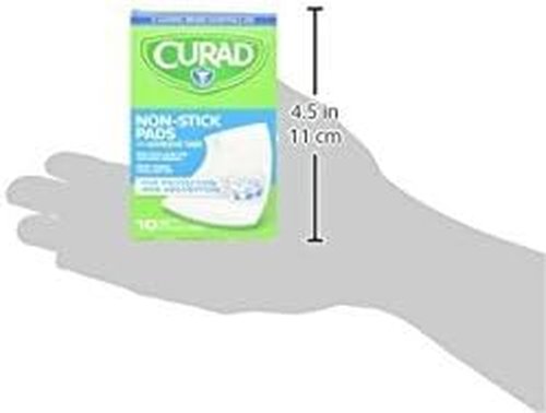 Curad Non-Stick Pads - 2" X 3" Adhesive Tabs for Easy Application | 10 Count Pack