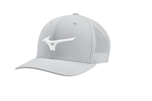 Unisex Golf Hat - Mizuno Tour Vent Adjustable Snapback Cap - Light Grey White One Size