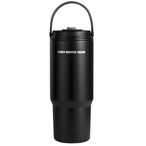 Stainless Steel 24 Oz Water Bottle with Straw – Vacuum Insulated Tumbler (Black) 12-24 Hrs