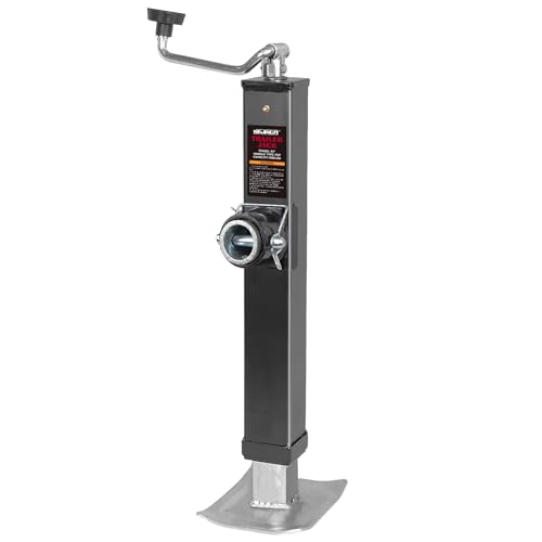 15" 7000lb Weld-On Drop Leg Swivel Trailer Jack - Square Pipe Mount, Corrosion-Resistant Black E-Coat Finish