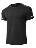 Men's Athletic Workout Shirt - Quick Dry Moisture-Wicking Running Tee - Black, X-Large