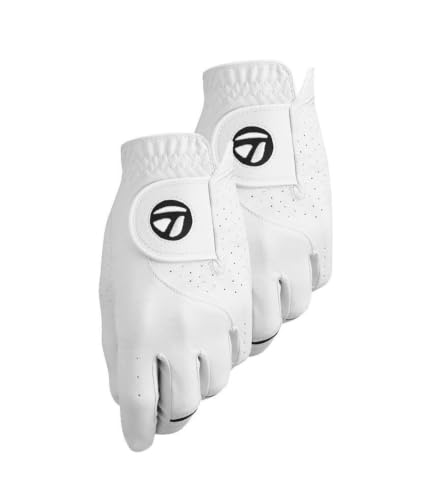 Golf Gloves 2 Pack - Left Hand Large White TaylorMade Stratus Tech