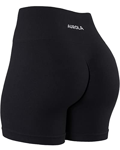 AUROLA Power Workout Shorts for Women - Medium Pack Black/Navy/Chocolate - Tummy Control, Squat Proof, Seamless Active Shorts