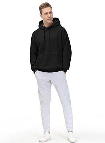 Men's Fleece Pullover Hoodie - Loose Fit Hooded Sweatshirt, X-Large, Black