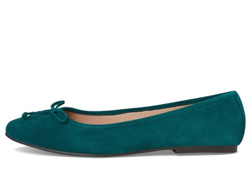 Women's Square-Toe Ballet Flats with Bow & Padded Insole - Rainforest Suede 8