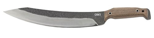 Outdoor Survival Fixed Blade Knife with Sheath - Curved Carbon Steel Blade, Walnut Handle