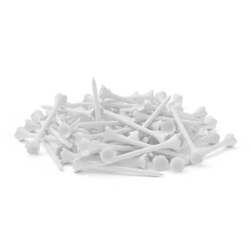 Plastic Golf Tees 3-1/4 Inch White Pack of 30 - High Visibility, Promotes Longer Drives