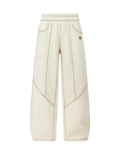 Aelfric Eden Large Beige Baggy Barrel Sweatpants for Women High Waist Wide Leg