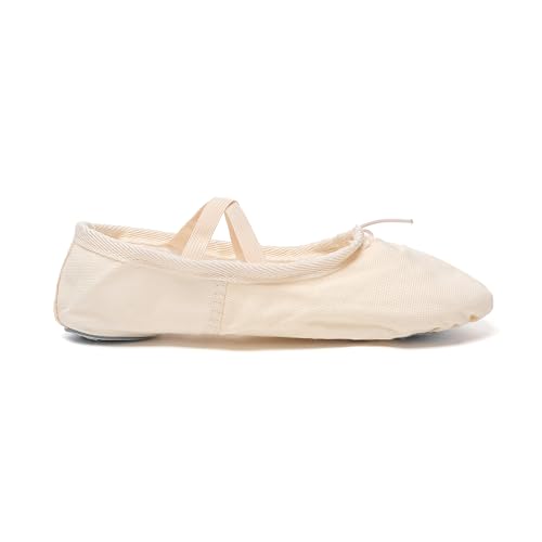 Adult Canvas and Leather Ballet Shoes - Pink, Size 7 - Danzcue
