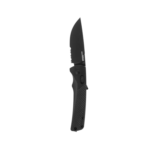 SOG Flash AT Blackout Folding Knife with Partially Serrated D2 Steel Blade