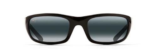 Polarized Wrap Sunglasses for Men and Women - Stingray Model, 56mm, Gloss Black/Neutral Grey