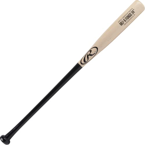 Infield Rawlings Maple Fungo Bat - 34" Black/Natural, Durable Wood Training Bat