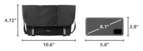 Messenger Bag for 13-17 Inch Laptop - Water-Resistant Eco Cordura, Medium Variation - Black