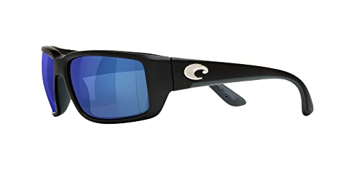 Costa Fantail Polarized Sunglasses Men Matte Black/Grey Blue Mirrored 580p, 59mm