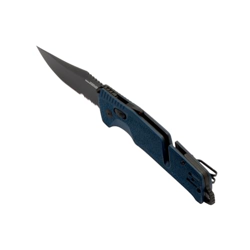 SOG Trident AT Ambidextrous Folding Knife - Blue, Partially Serrated, CRYO D2 Steel