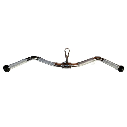 72cm Heavy Duty Stainless Steel Lat Pulldown Bar with Rubber Handles - Tricep & Bicep Attachment
