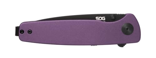 SOG Twitch III Folding Knife - Slim Lightweight Assisted Open with Purple & Black Handles