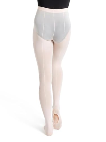 Ballet Pink Transition Tights with Back Seam for Dance - S/M