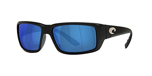 Costa Fantail Polarized Sunglasses Men Matte Black/Grey Blue Mirrored 580p, 59mm