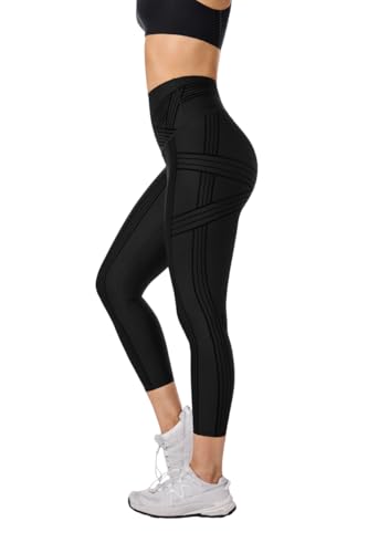 Fanka Powerband Resistance Leggings for Women - Black 10 / 7/8 Length Sculpting Compression Reversible