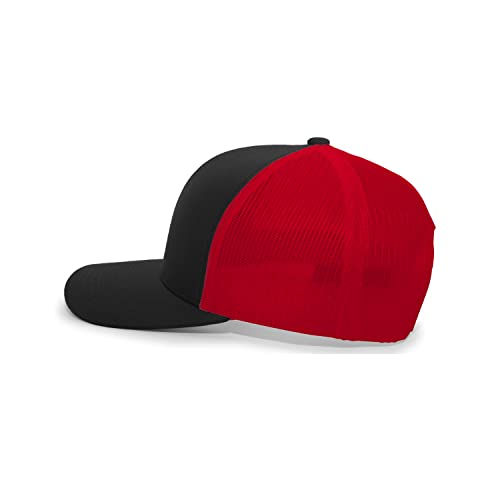 Pacific Headwear Unisex Snapback Trucker Cap - Black/Red/Black, One Size