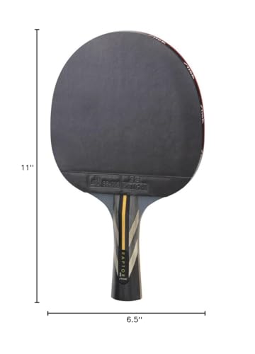 STIGA Pro Carbon Raptor Table Tennis Racket - Tournament-Grade, Carbon Tech, 7-Ply Blade, Flared Handle, 2mm Sponge, Black/Red