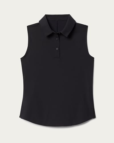 Rhone Women's Course to Court Sleeveless Polo - Medium Black UPF 50+ Performance Golf Shirt