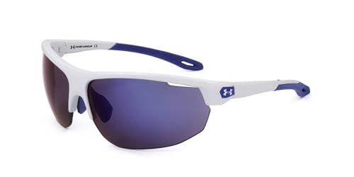 Under Armour Men's Clutch Wrap Style Sunglasses White & Blue UV Protection