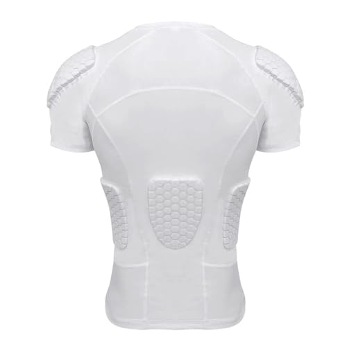 Mens White Padded Compression Football Shirt Impact Ribs Chest Protector Small