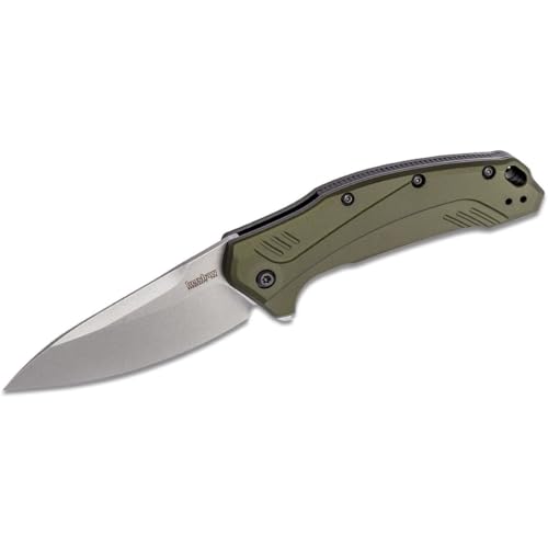 Kershaw Link Pocket Knife Olive Handle 3.25-Inch Drop Point Blade