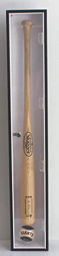 DisplayGifts Wall Mount Baseball Bat Display Case with UV Protection - Black Frame, White Interior, Lock, Horizontal or Vertical Hanger
